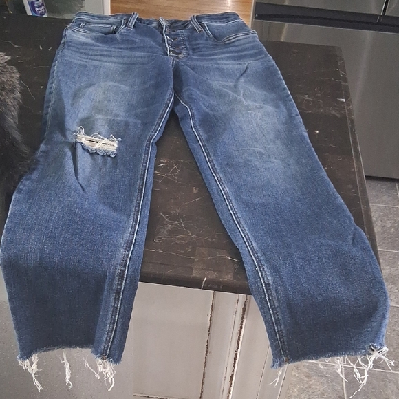 Kut from the Kloth Distressed Blue Ankle Jeans - Picture 2 of 2